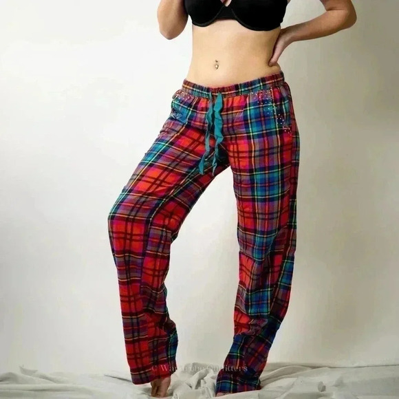 aerie Other - Aerie Plaid Flannel Sequin Pajama Bottoms